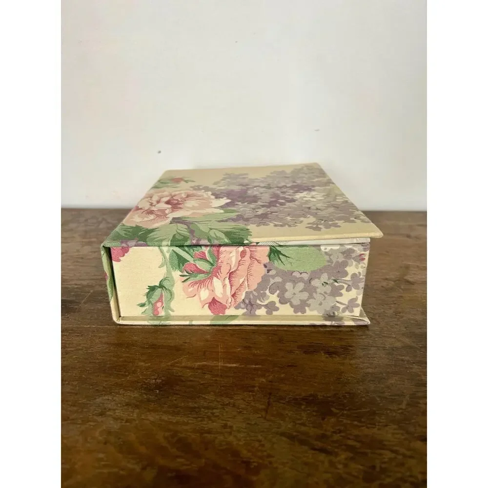 Vintage Floral Fabric Covered Jewelry Box | Shabby Chic Cottagecore